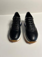 Zemor Siyah Deri Sneaker – Mavi Detaylı Erkek Spor Ayakkabı