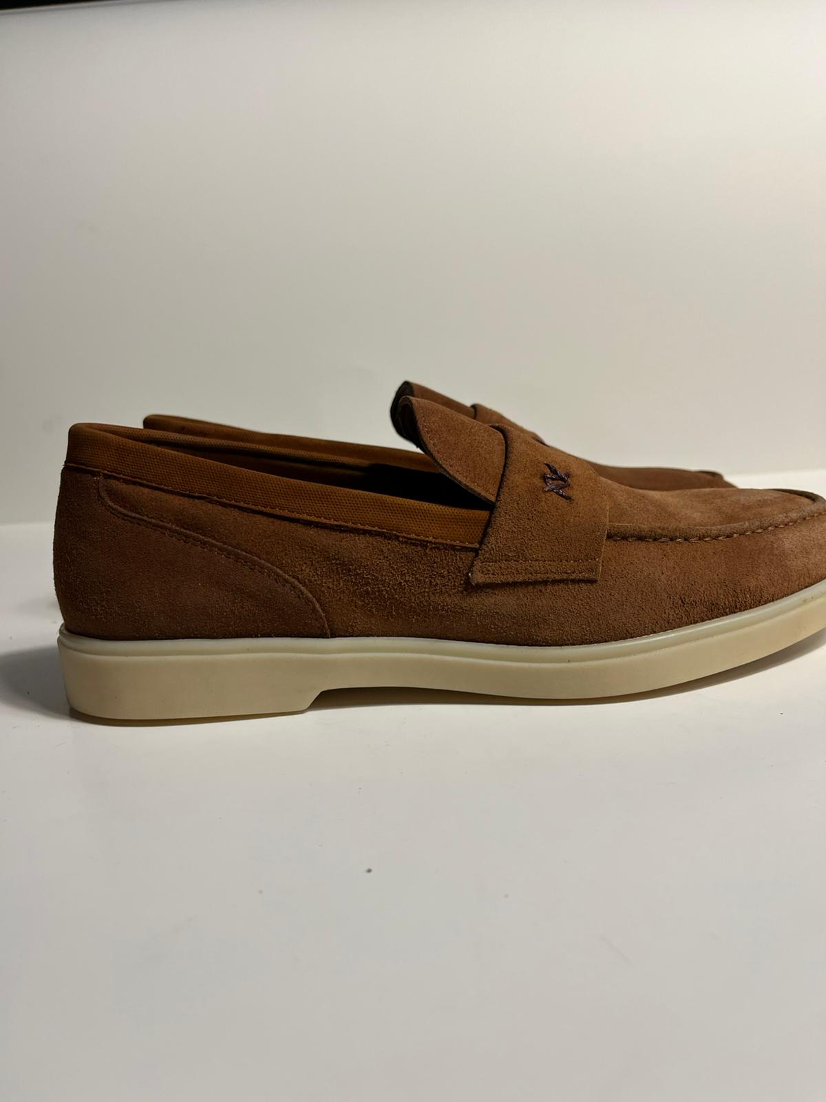 Zemor Erkek Süet Loafer Günlük Ayakkabı – Kahverengi & Yeşil