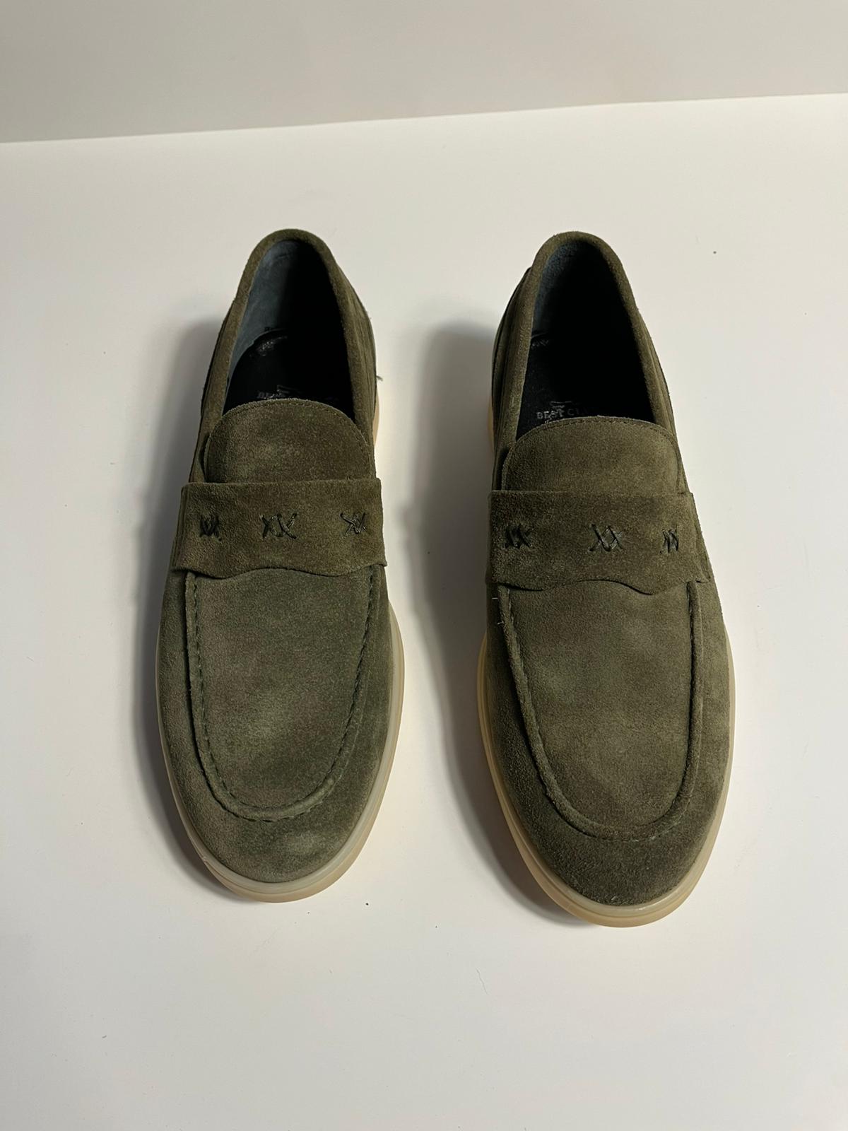Zemor Erkek Süet Loafer Günlük Ayakkabı – Kahverengi & Yeşil