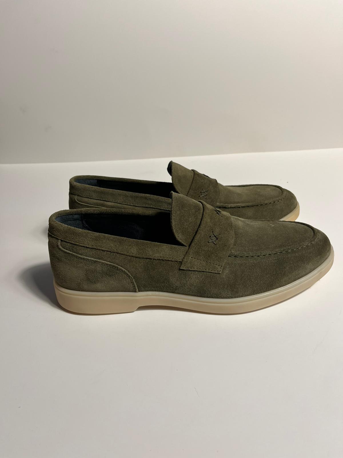Zemor Erkek Süet Loafer Günlük Ayakkabı – Kahverengi & Yeşil