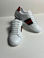 Gucci Unisex Beyaz Sneaker – Kırmızı & Siyah Detaylı
