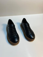 Zemor Erkek Hakiki Deri Günlük Sneaker – Siyah / Kahverengi Taban